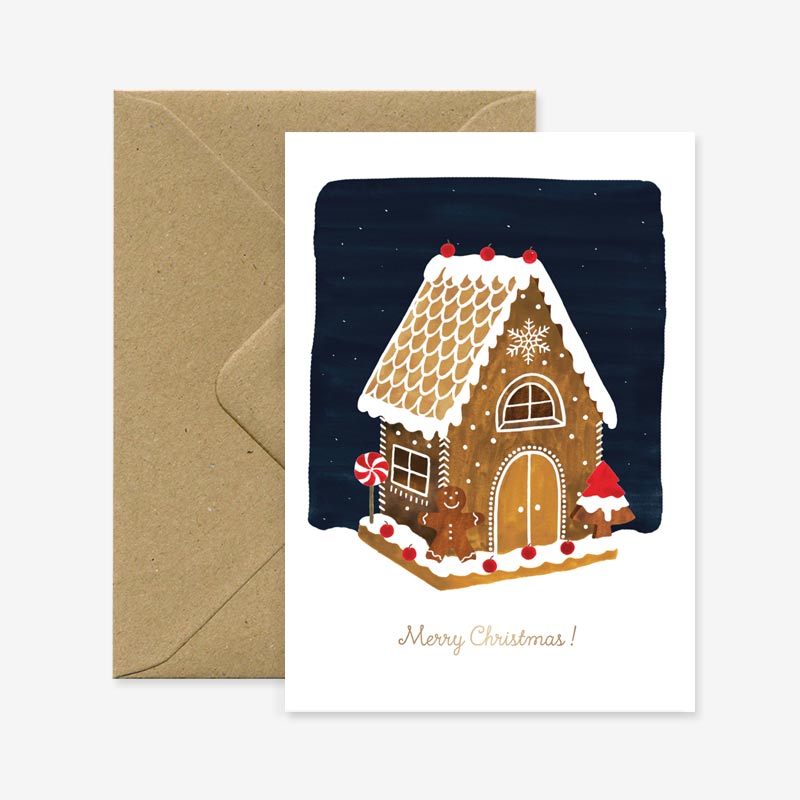 ATWS Greeting Card Gingerbread House – Gold Foil