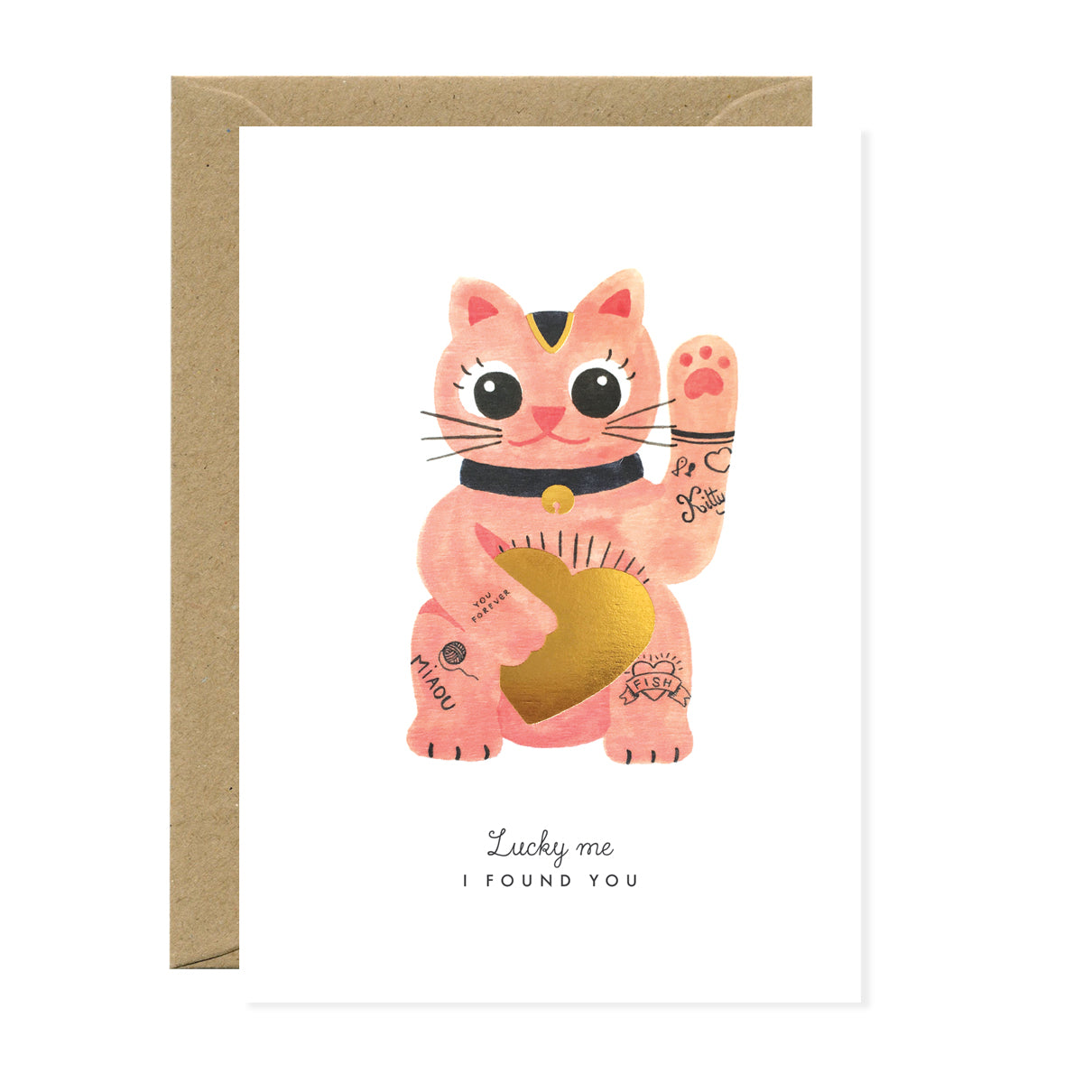 ATWS Greeting Card Lucky Cat – Gold Foil