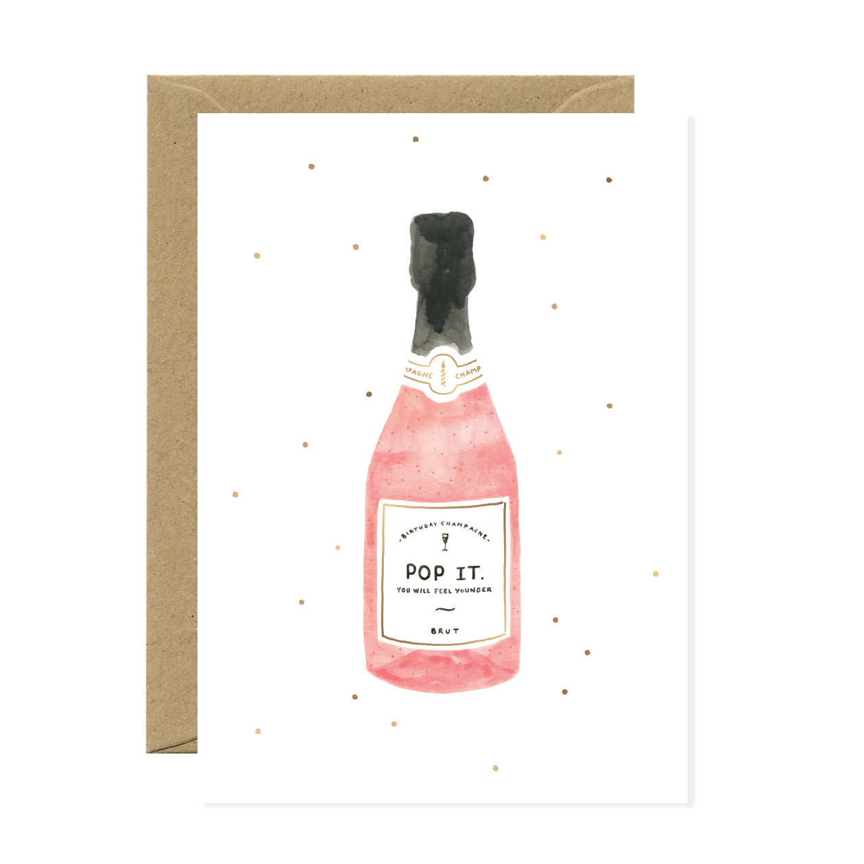 ATWS Greeting Card Champagne Ð Gold Foil