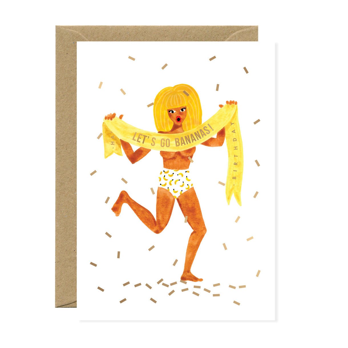 ATWS Greeting Card Let's Go Bananas – Gold Foil