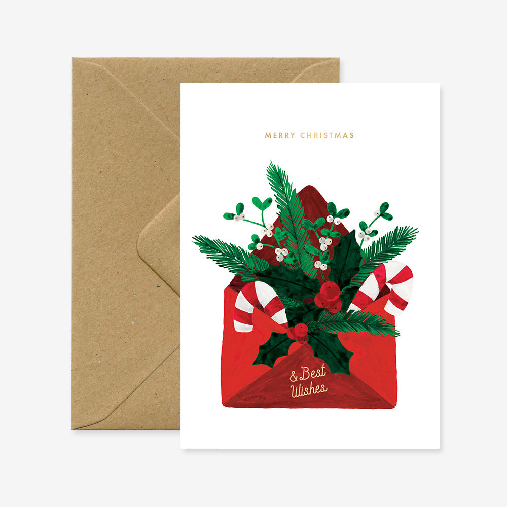 ATWS Greeting Card Christmas Best Wishes Envelope – Gold Foil