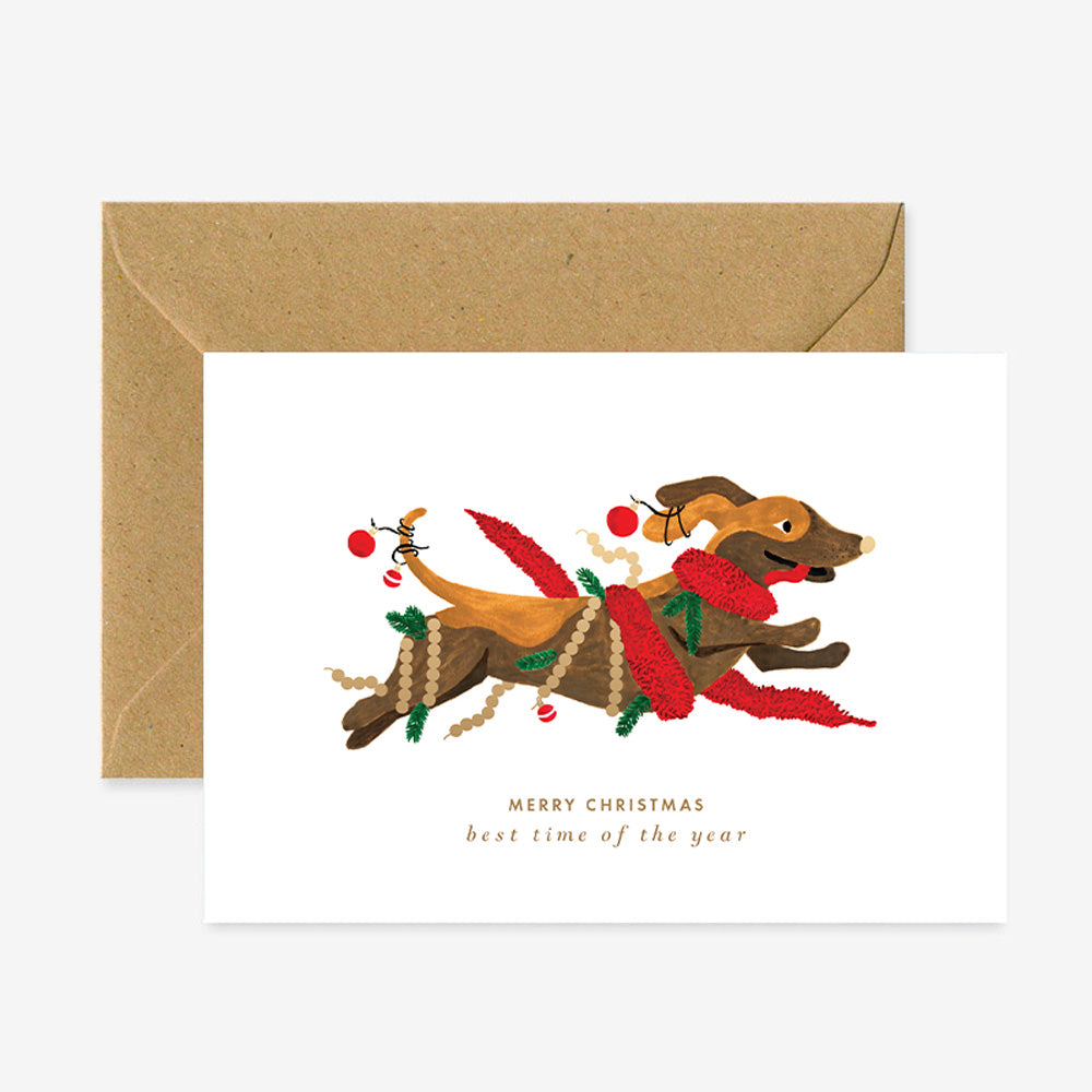 ATWS Greeting Card Christmas Dog – Gold Foil