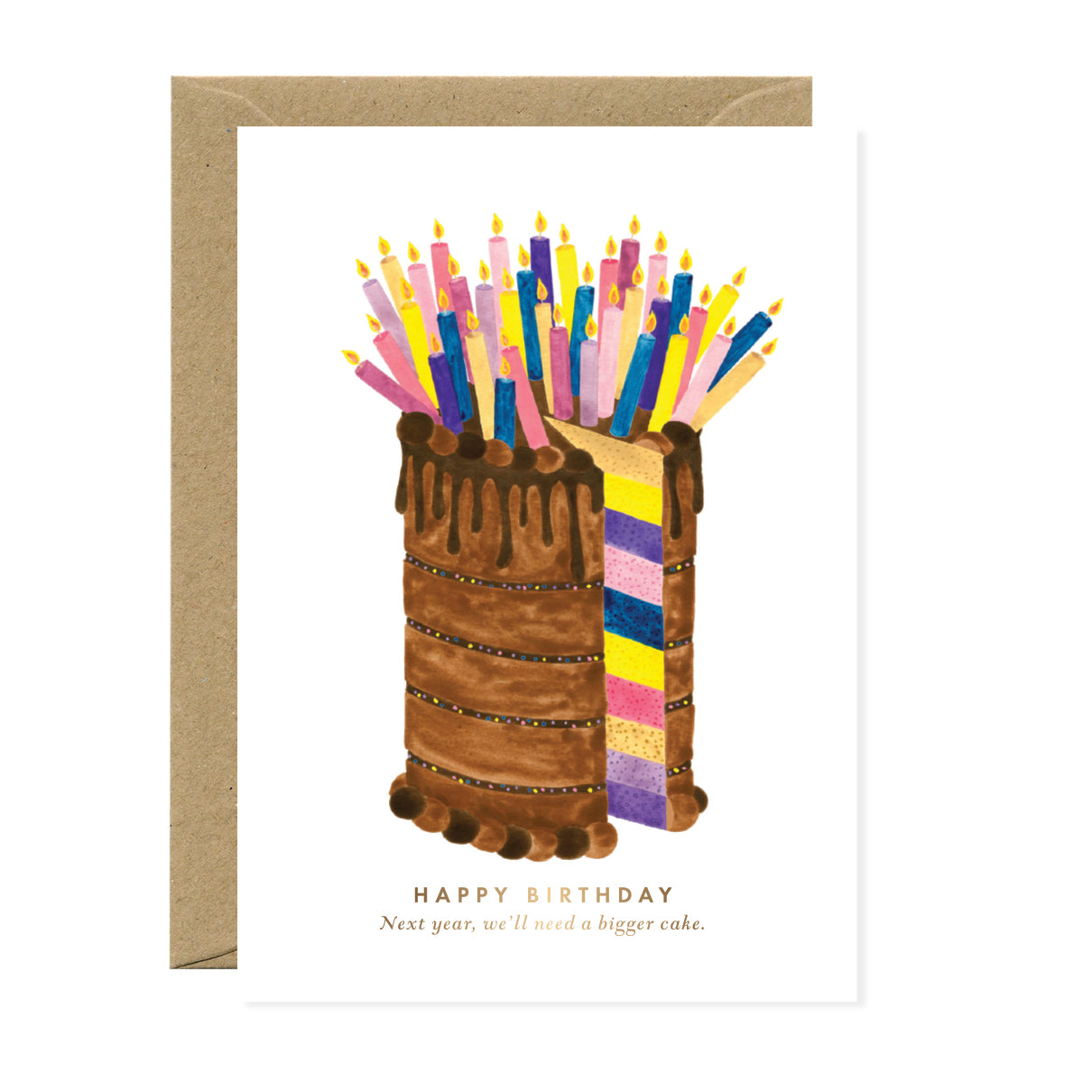 ATWS Greeting Card Happy Birthday Bigger Cake – Gold Foil