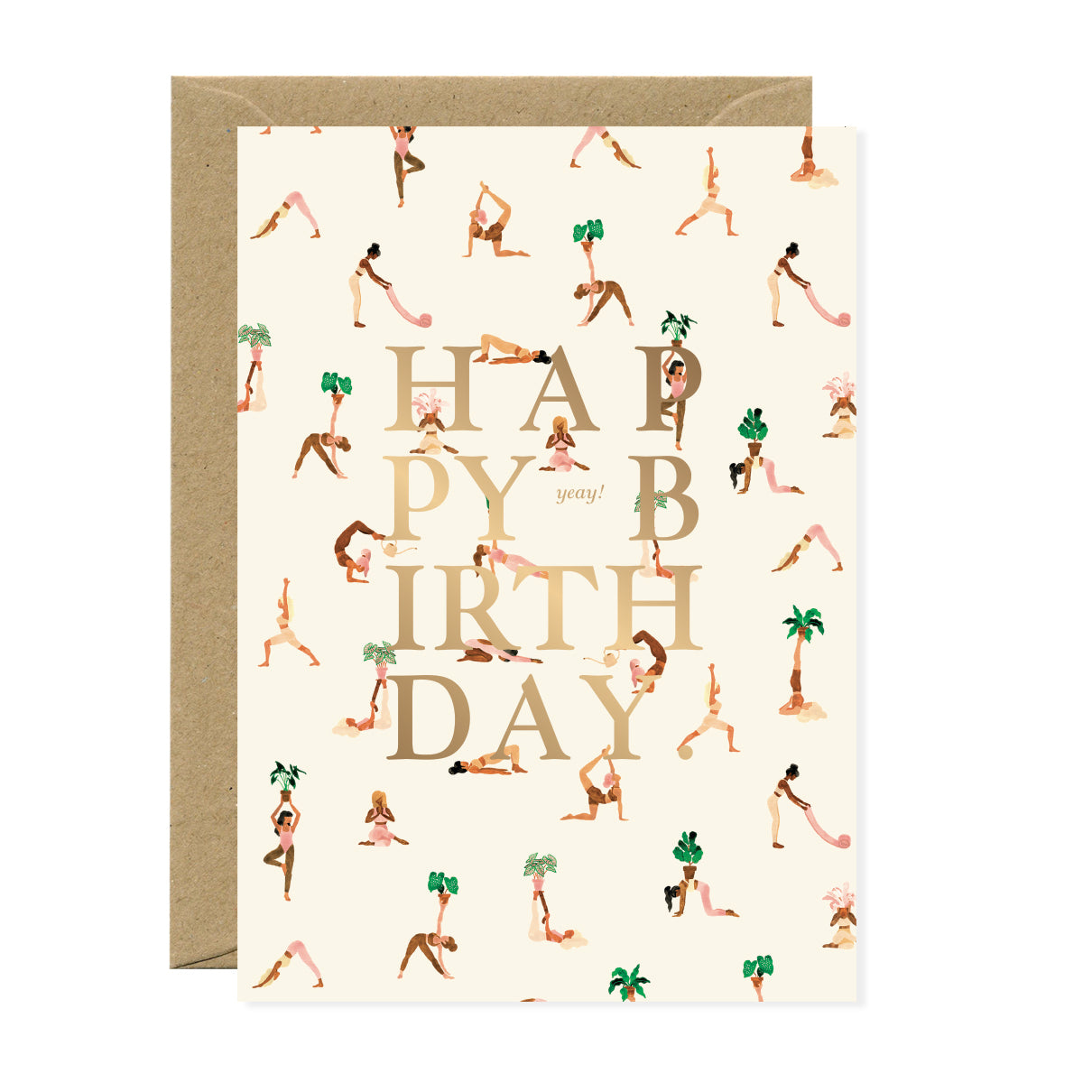 ATWS Greeting Card Happy Birthday Yoga – Gold Foil