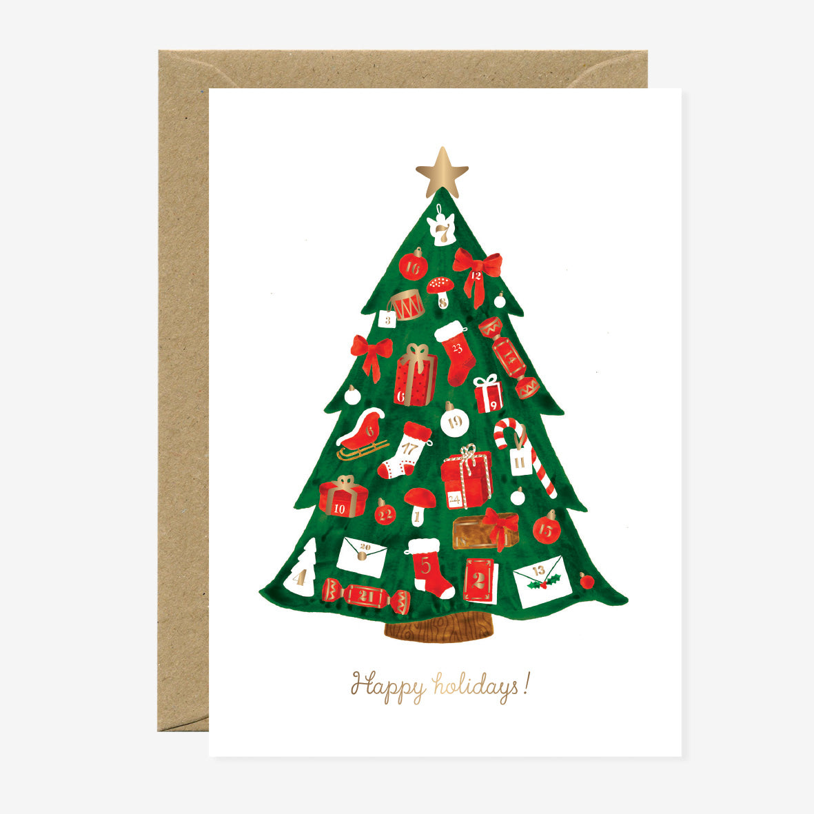 ATWS Greeting Card Christmas Tree Calendar – Gold Foil