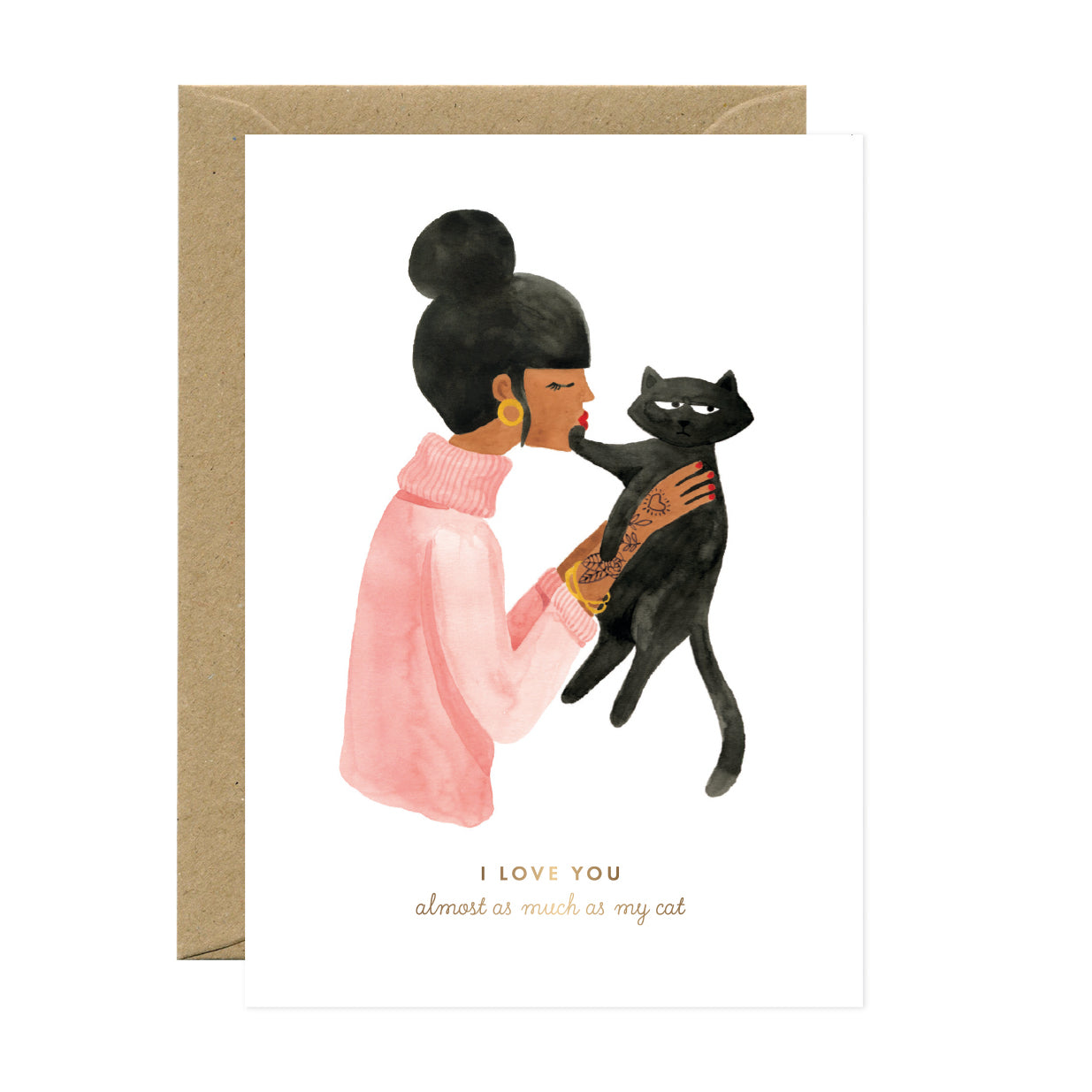 ATWS Greeting Card As Much As My Cat – Gold Foil