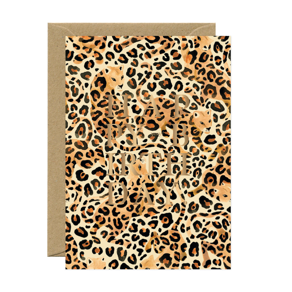 ATWS Greeting Card Happy Birthday Leopard – Gold Foil