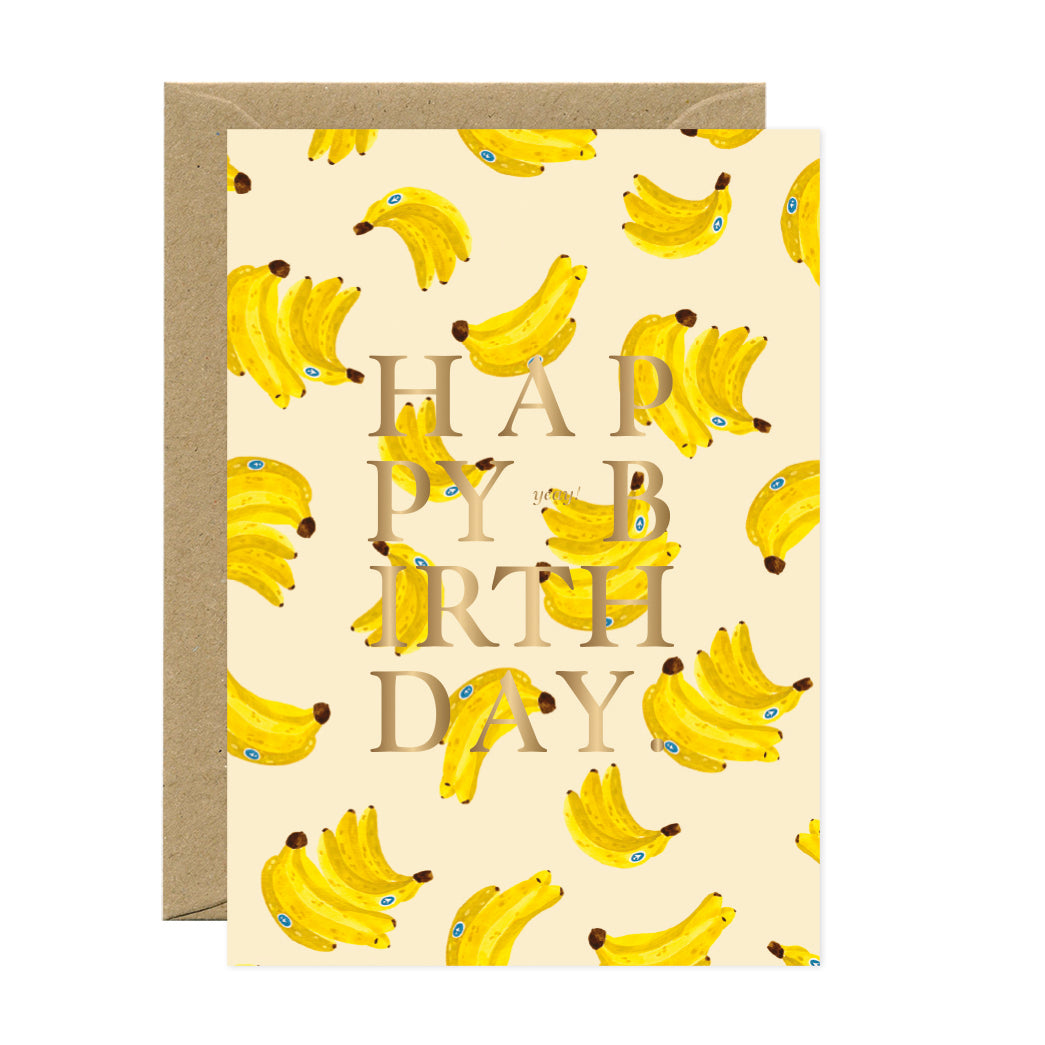 ATWS Greeting Card Bananas Birthday – Gold Foil