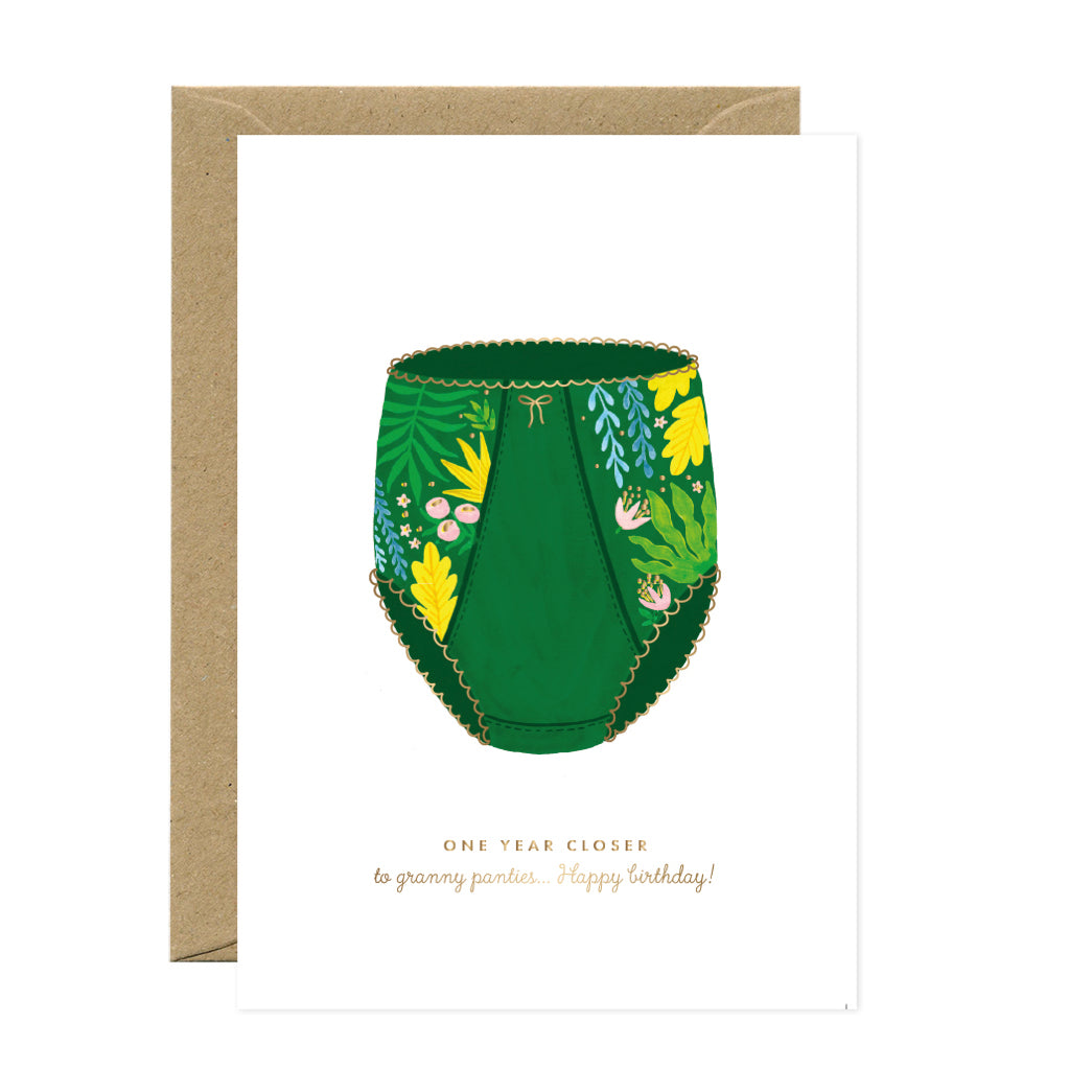 ATWS Greeting Card Granny Panties – Gold Foil