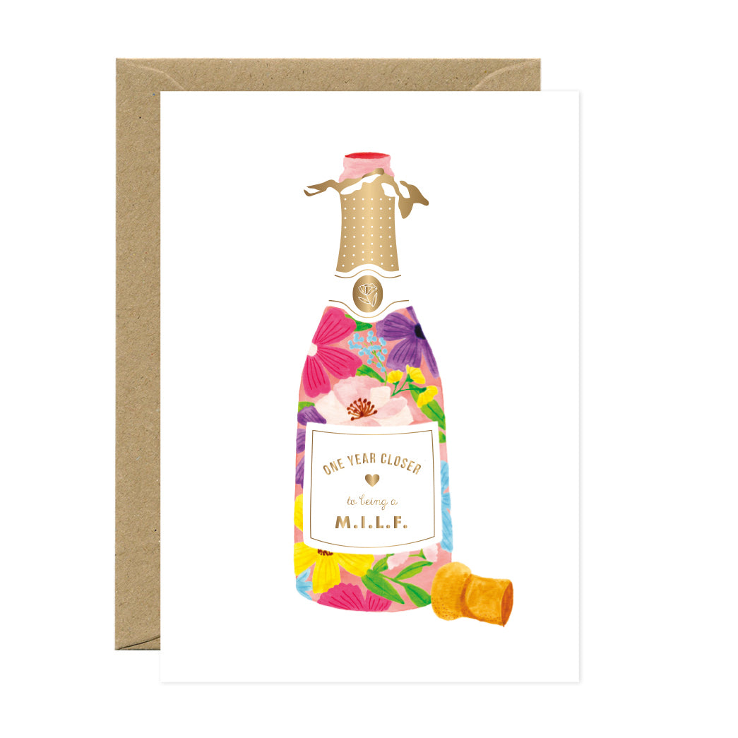 ATWS Greeting Card M.I.L.F. Bottle – Gold Foil