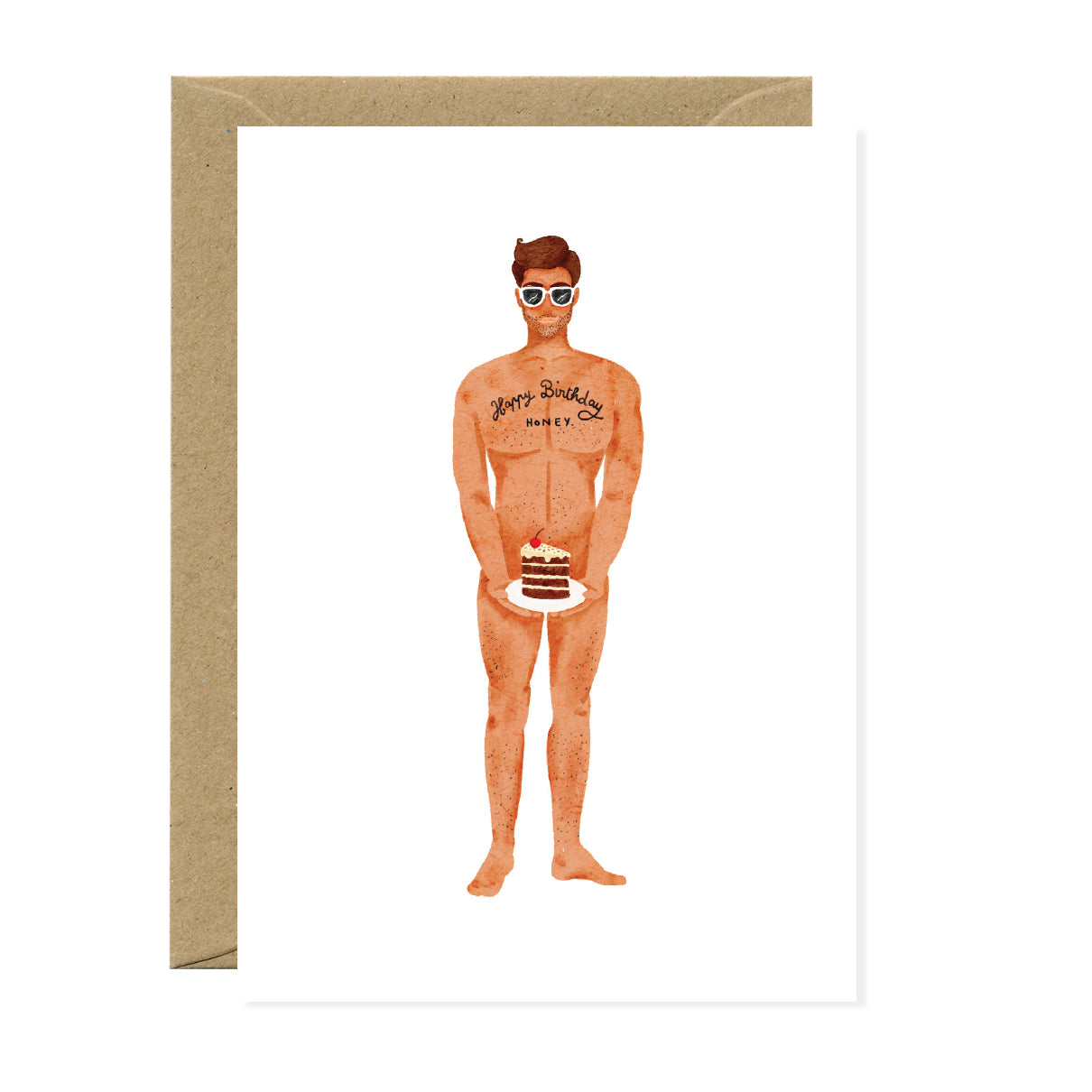 ATWS Greeting Card Guy With A Cake