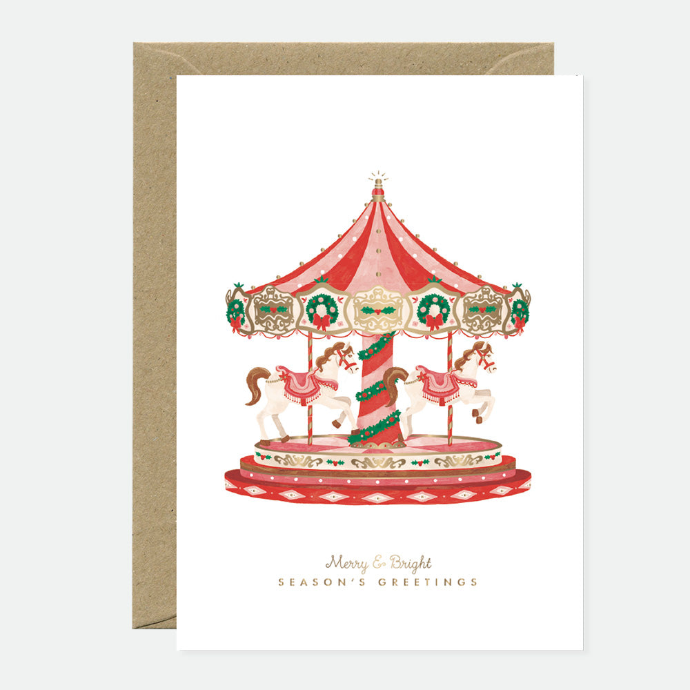 ATWS Greeting Card Christmas Carousel – Gold Foil