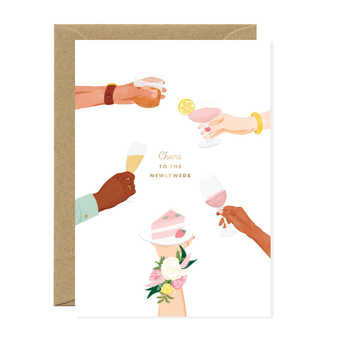 ATWS Greeting Card Newlyweds Cheers – Gold Foil