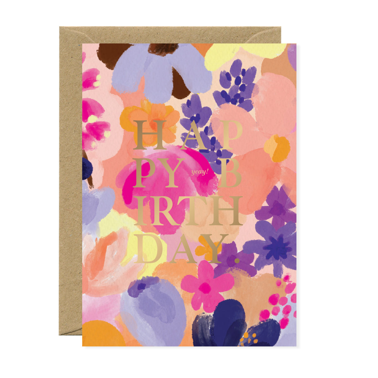 ATWS Greeting Card Birthday Flowers Garden – Gold Foil