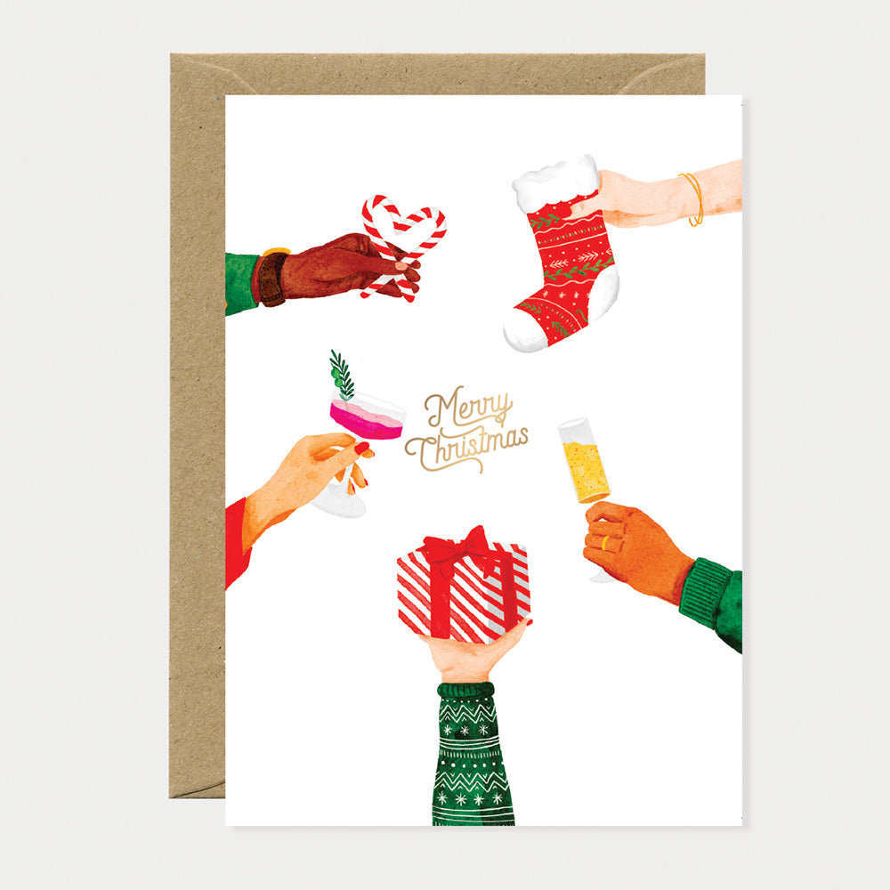 ATWS Greeting Card Merry Christmas Cheers – Gold Foil