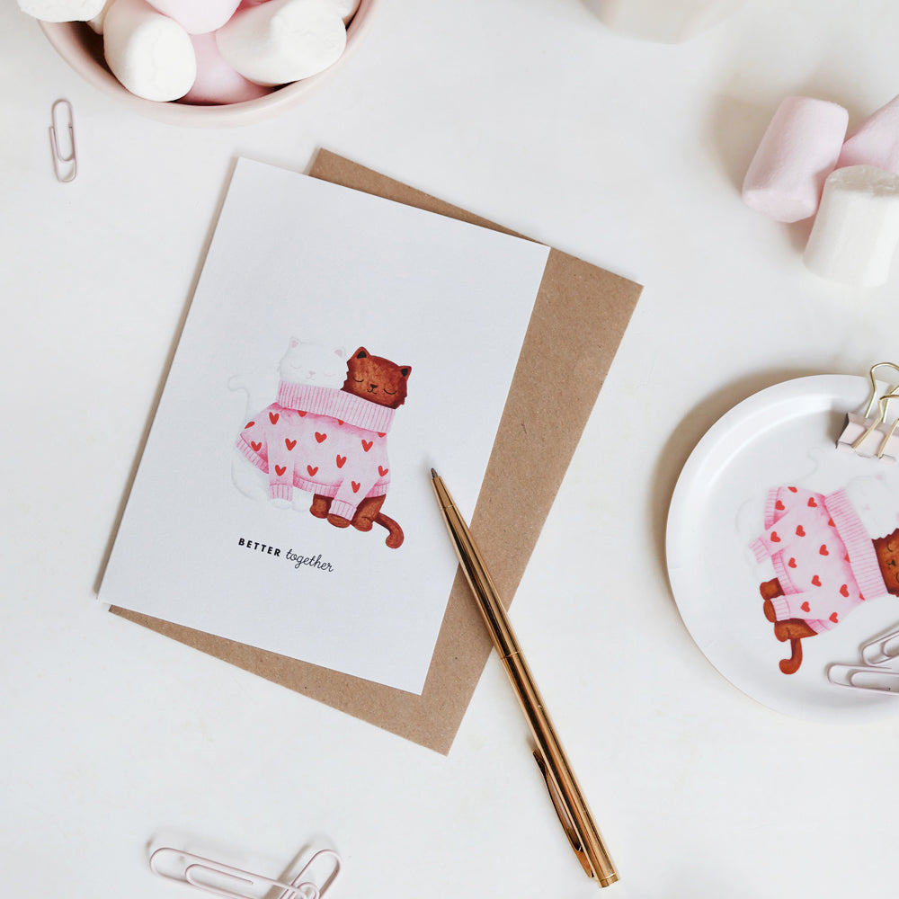 ATWS Greeting Card Better Together Cats