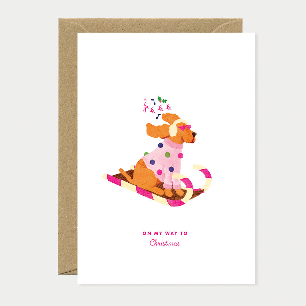 ATWS Greeting Card Christmas Dog Sled