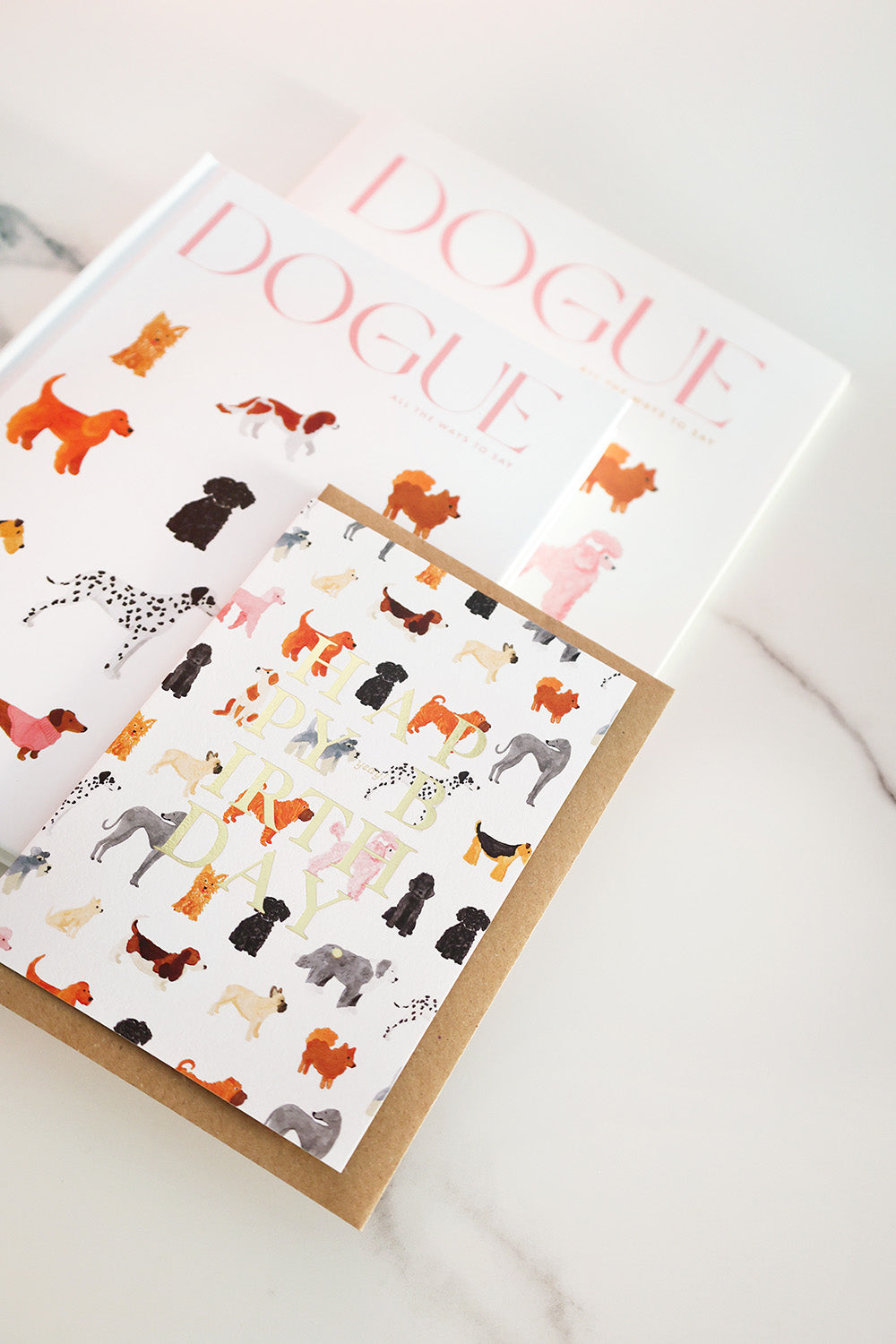ATWS Greeting Card Birthday Dogs Pattern – Gold Foil