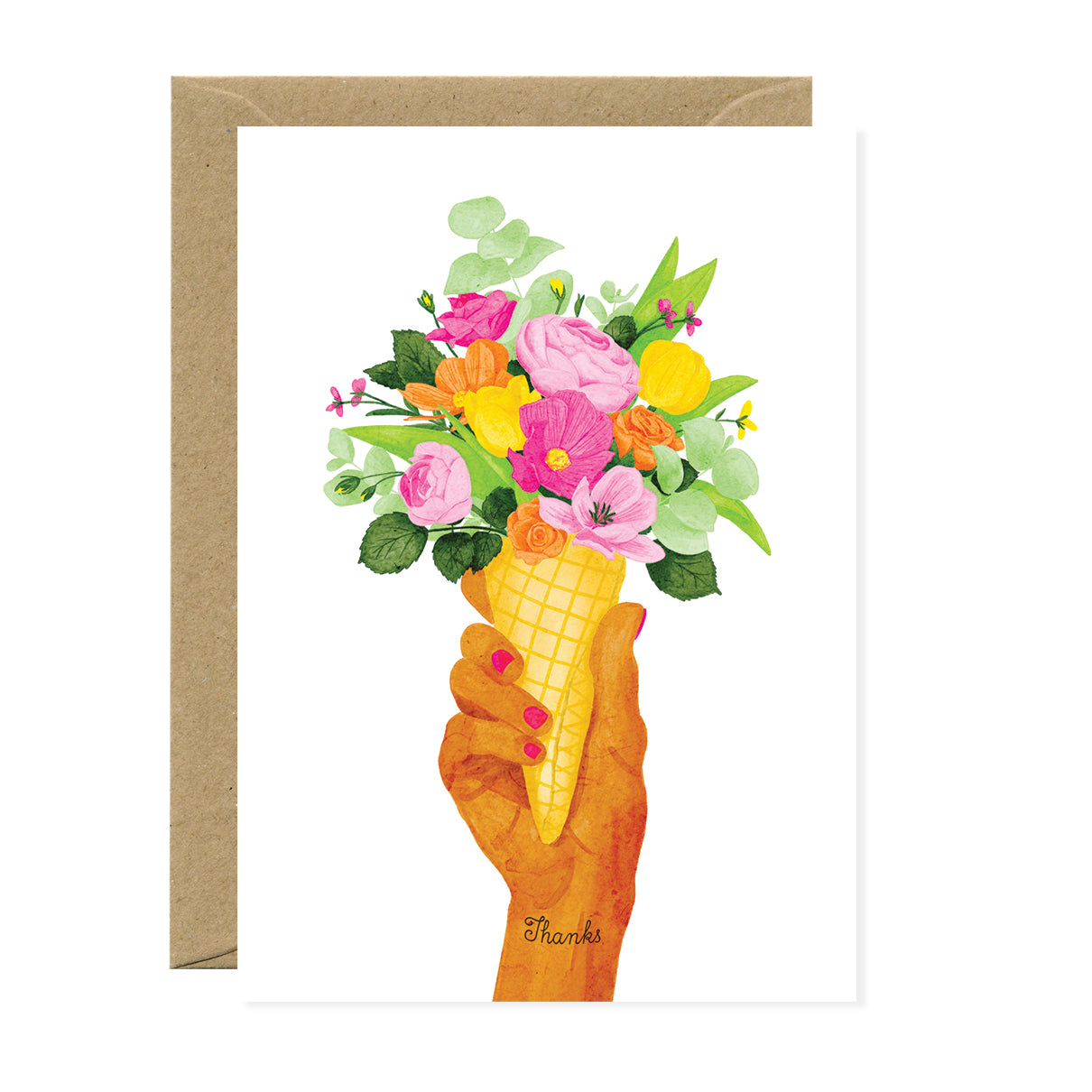 ATWS Greeting Card Thanks Ice Cream Flowers