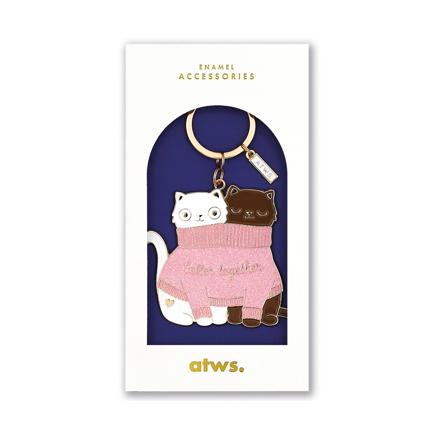ATWS Enamel Keychain 2 Cats In A Sweater