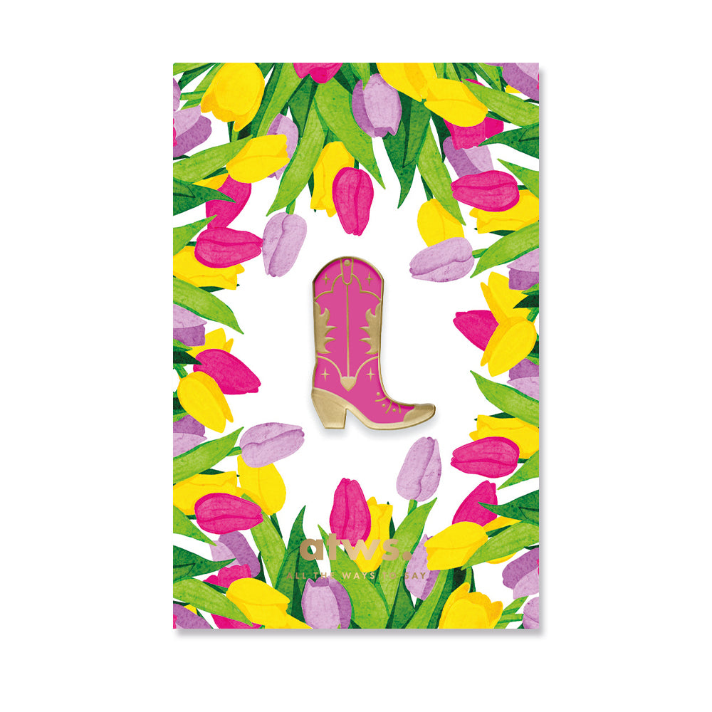 ATWS Enamel Pin Pink Cowboy Boot